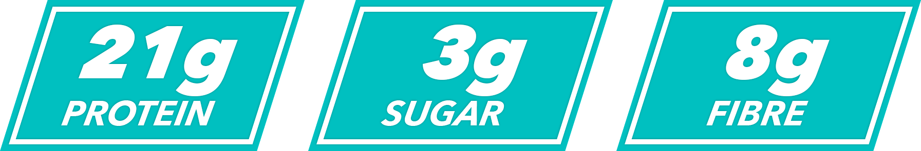 Daryl's Bars nutrition information, macros: 21g Protein, 3g Sugar, 8g Fibre.